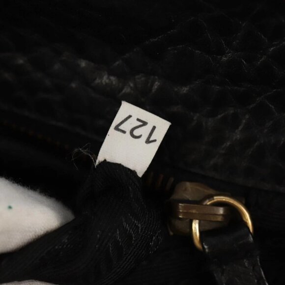 PRADA Gamaguchi Hand Bag Leather Black Gold Auth yk19666V - Picture 11 of 16